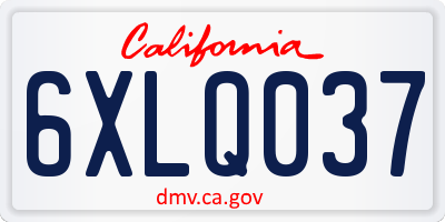 CA license plate 6XLQ037