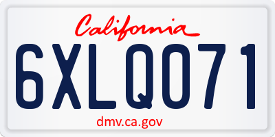 CA license plate 6XLQ071