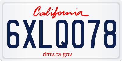 CA license plate 6XLQ078