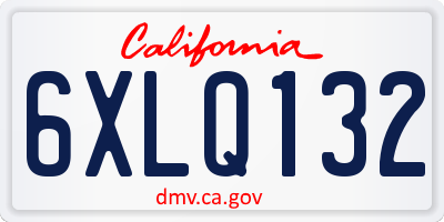 CA license plate 6XLQ132