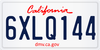 CA license plate 6XLQ144