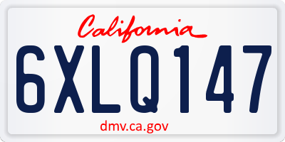 CA license plate 6XLQ147
