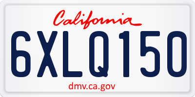 CA license plate 6XLQ150