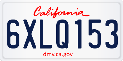 CA license plate 6XLQ153