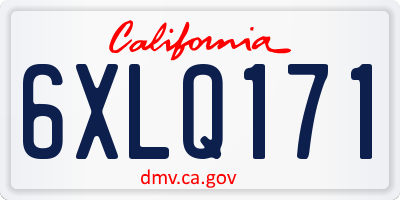 CA license plate 6XLQ171