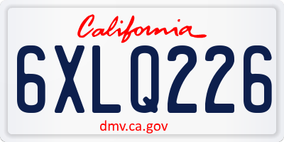 CA license plate 6XLQ226