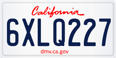 CA license plate 6XLQ227