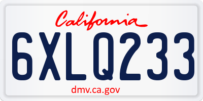 CA license plate 6XLQ233