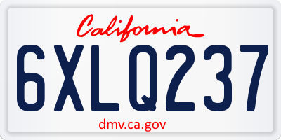 CA license plate 6XLQ237