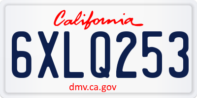 CA license plate 6XLQ253