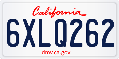 CA license plate 6XLQ262