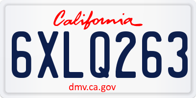 CA license plate 6XLQ263