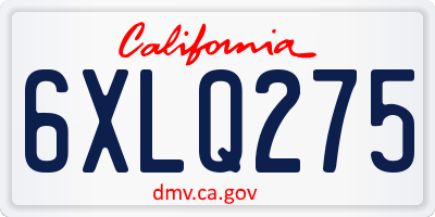 CA license plate 6XLQ275