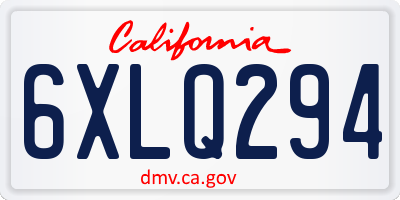 CA license plate 6XLQ294