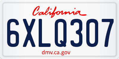 CA license plate 6XLQ307