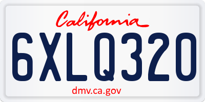 CA license plate 6XLQ320