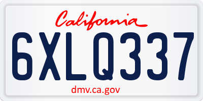 CA license plate 6XLQ337