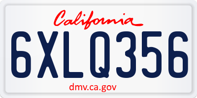 CA license plate 6XLQ356
