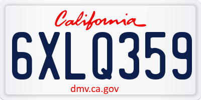 CA license plate 6XLQ359