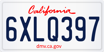 CA license plate 6XLQ397