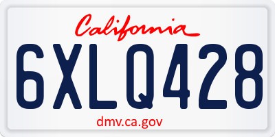 CA license plate 6XLQ428