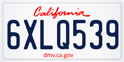 CA license plate 6XLQ539