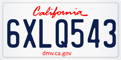 CA license plate 6XLQ543