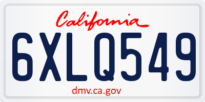 CA license plate 6XLQ549