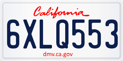CA license plate 6XLQ553