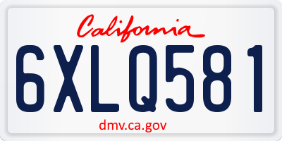 CA license plate 6XLQ581
