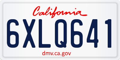 CA license plate 6XLQ641