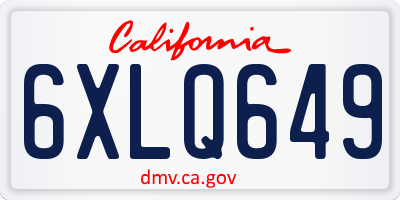 CA license plate 6XLQ649