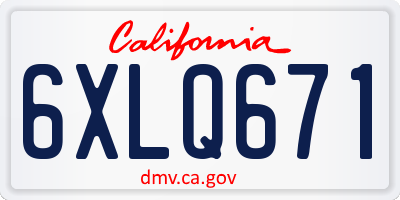 CA license plate 6XLQ671