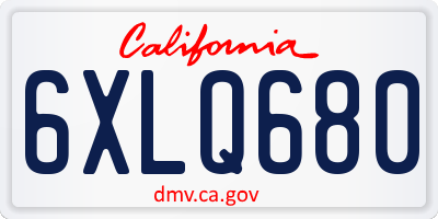 CA license plate 6XLQ680