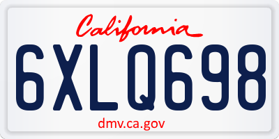CA license plate 6XLQ698