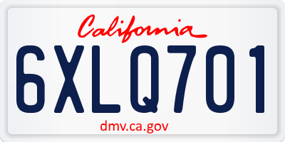 CA license plate 6XLQ701