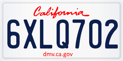 CA license plate 6XLQ702