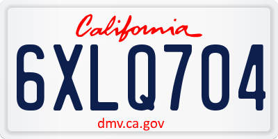 CA license plate 6XLQ704