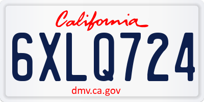 CA license plate 6XLQ724