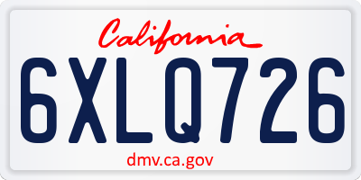 CA license plate 6XLQ726