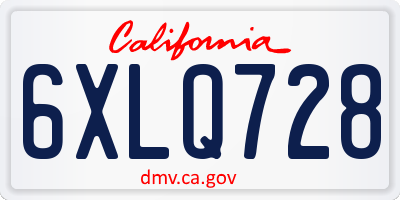 CA license plate 6XLQ728
