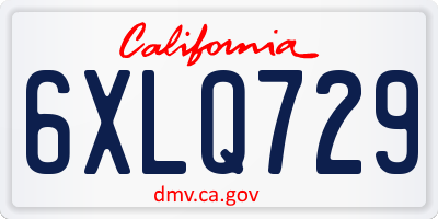 CA license plate 6XLQ729