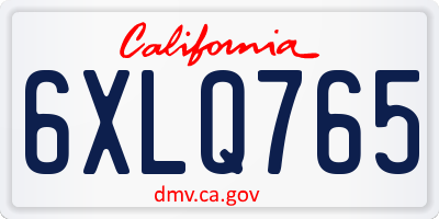CA license plate 6XLQ765