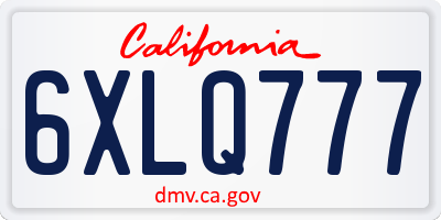 CA license plate 6XLQ777