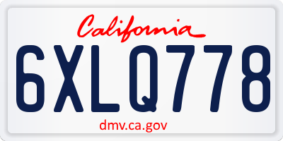 CA license plate 6XLQ778