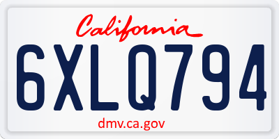 CA license plate 6XLQ794