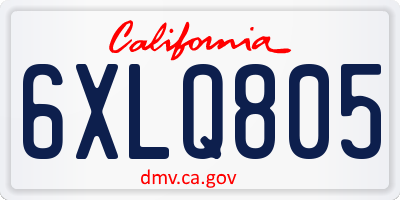 CA license plate 6XLQ805