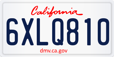 CA license plate 6XLQ810