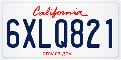 CA license plate 6XLQ821
