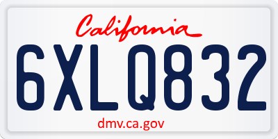 CA license plate 6XLQ832